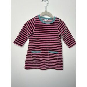 Baby Boden Girls Dress Size 6m - 12 Velvet Striped Long‎ Sleeve Easter